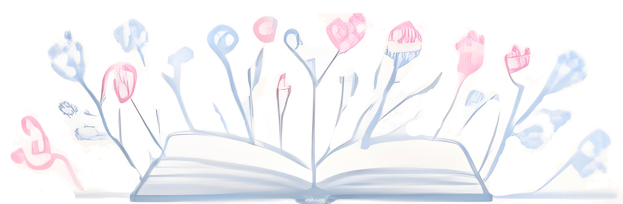 Ilustración floral con libro abierto